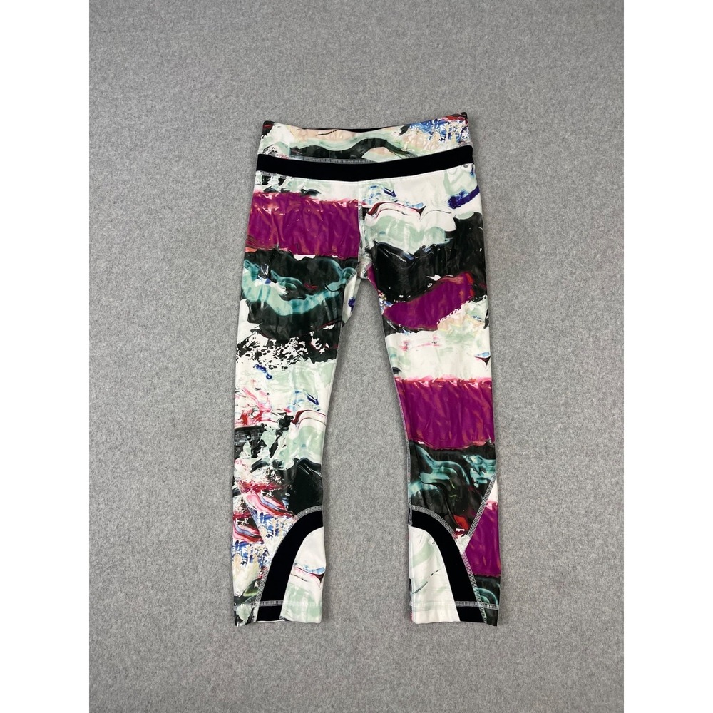 Lululemon Run Inspire Crop II Leggings‎ Womens 4 Multicolor Pigment Wave Full-On